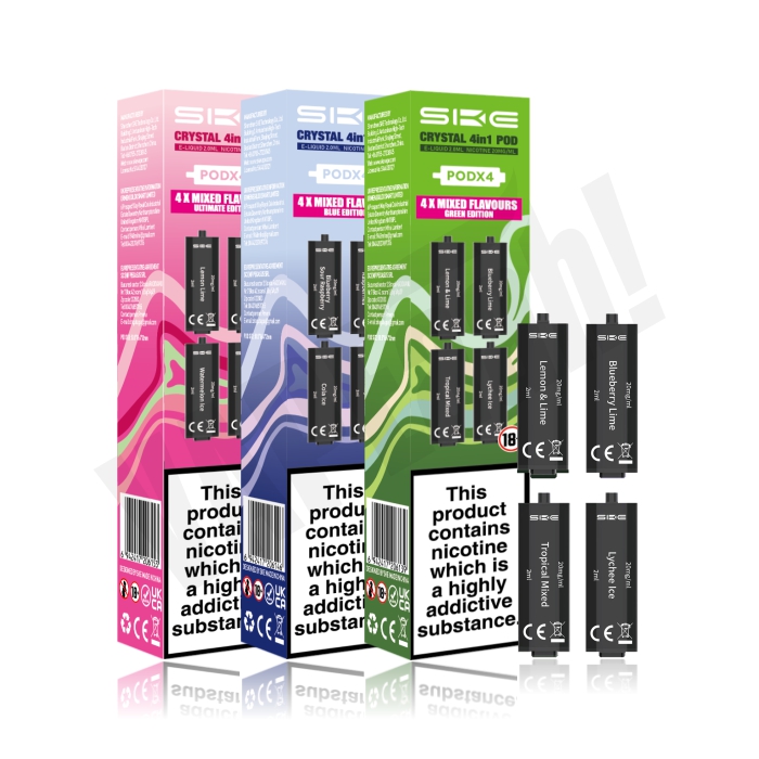 elfbar nachfüll pod läuft aus SKE Crystal 4-in-1 Prefilled Vape Pods – 2400 Puffs, 20 mg
